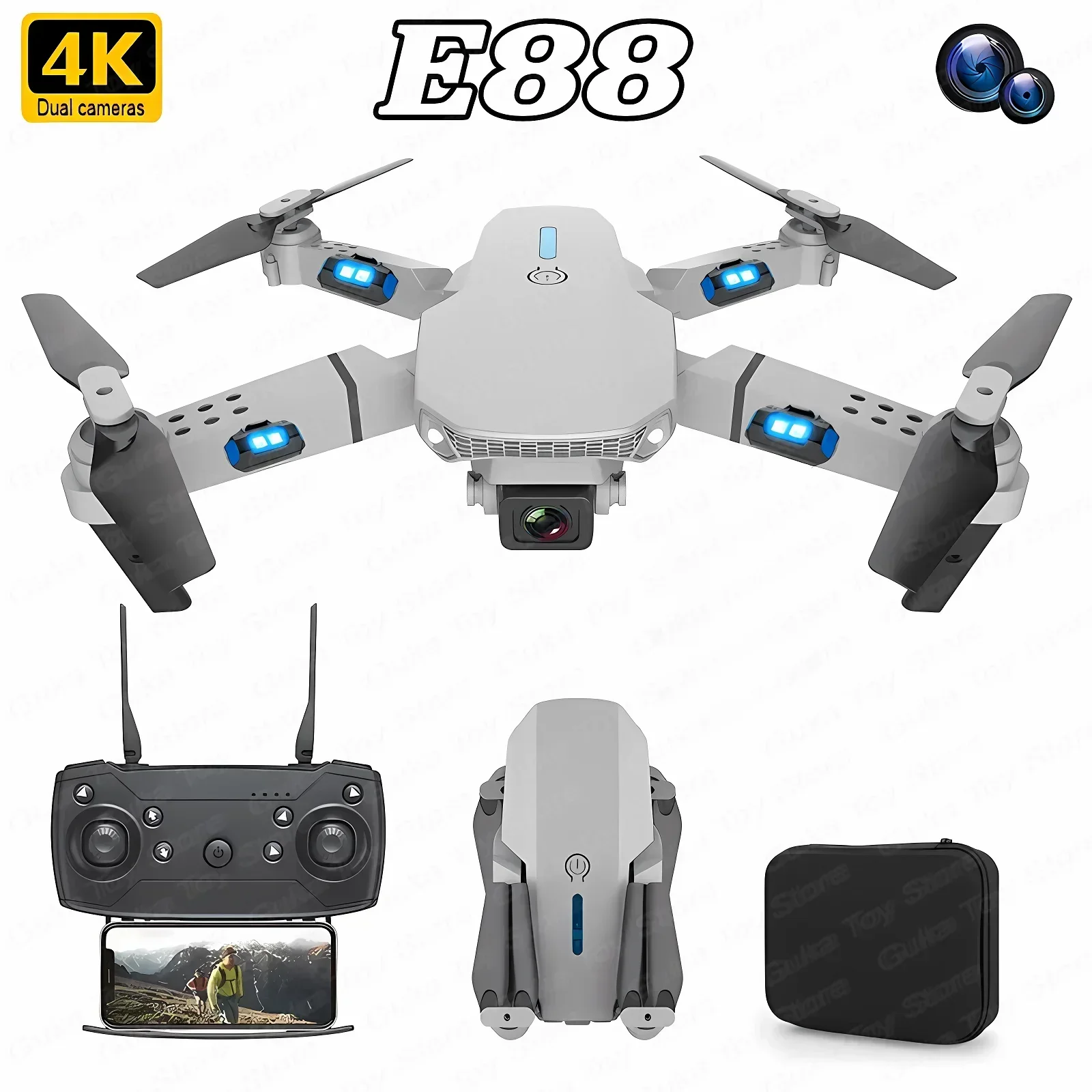 E88 Pro WIFI FPV Drone gran an - Drone Camera Mount reseña y precio