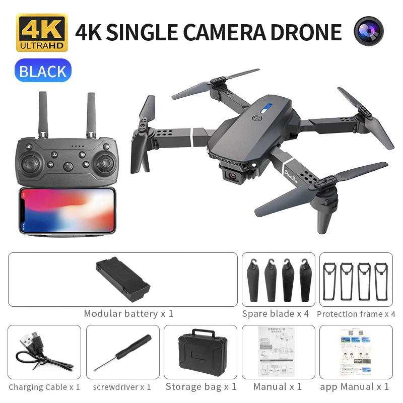 Dron plegable inteligente E88  - Drone Camera Professional reseña y precio